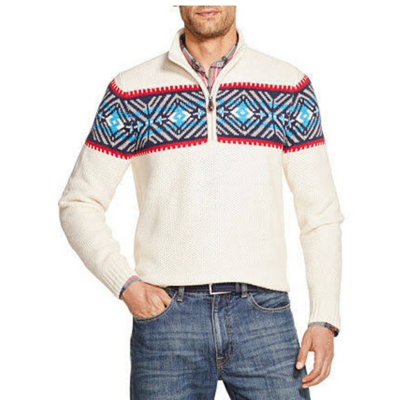 Nwt Izod Cream Quarter Zip Ski Sweater 